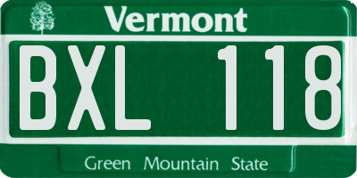 VT license plate BXL118
