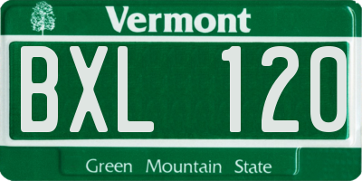 VT license plate BXL120