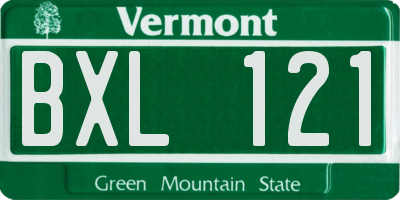 VT license plate BXL121