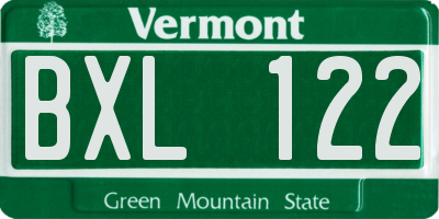 VT license plate BXL122
