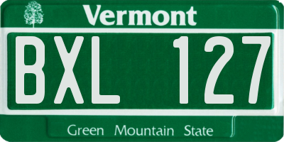 VT license plate BXL127