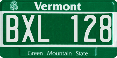 VT license plate BXL128