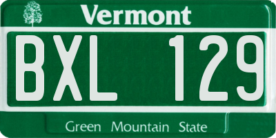 VT license plate BXL129