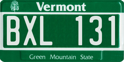 VT license plate BXL131