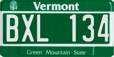 VT license plate BXL134