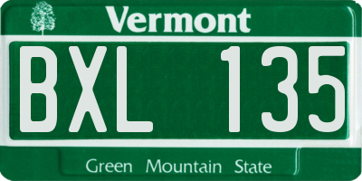 VT license plate BXL135