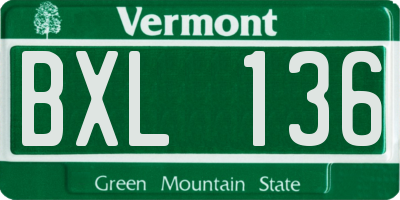 VT license plate BXL136