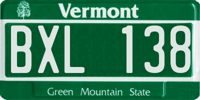 VT license plate BXL138