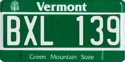 VT license plate BXL139