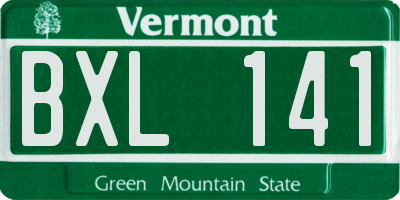 VT license plate BXL141