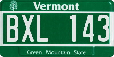 VT license plate BXL143
