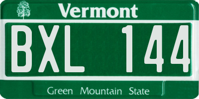 VT license plate BXL144