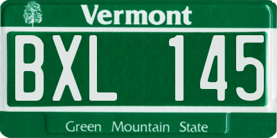 VT license plate BXL145