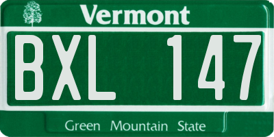 VT license plate BXL147