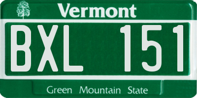 VT license plate BXL151