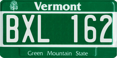 VT license plate BXL162