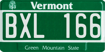 VT license plate BXL166