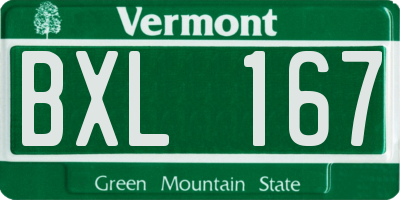 VT license plate BXL167