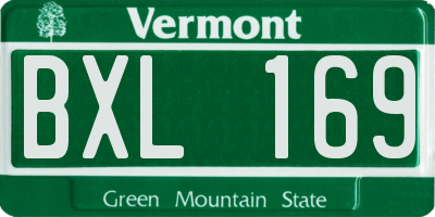 VT license plate BXL169