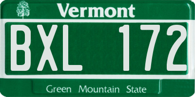 VT license plate BXL172