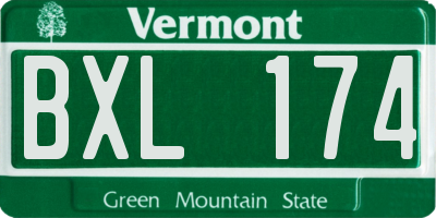 VT license plate BXL174