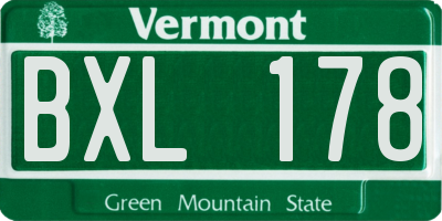 VT license plate BXL178