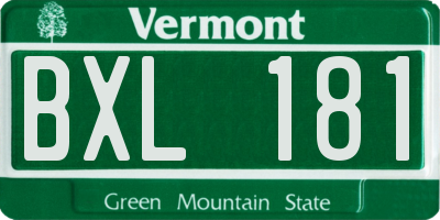 VT license plate BXL181