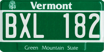 VT license plate BXL182