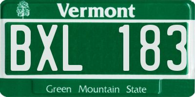 VT license plate BXL183