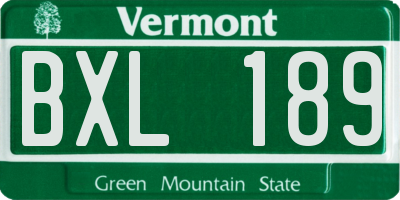 VT license plate BXL189