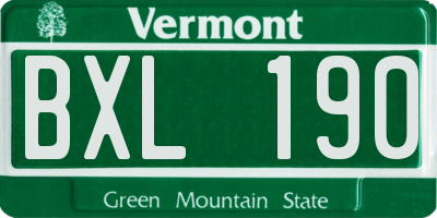 VT license plate BXL190
