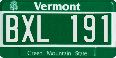 VT license plate BXL191