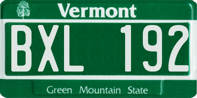 VT license plate BXL192