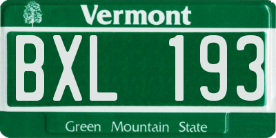 VT license plate BXL193