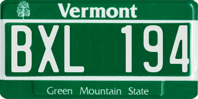 VT license plate BXL194