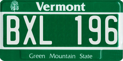 VT license plate BXL196