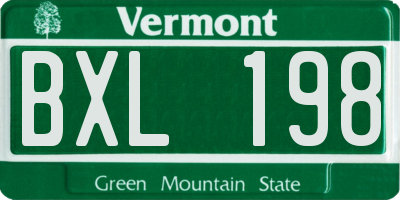 VT license plate BXL198