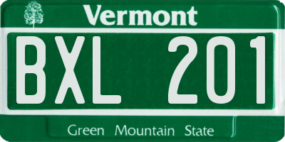 VT license plate BXL201