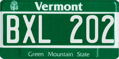 VT license plate BXL202