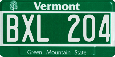 VT license plate BXL204