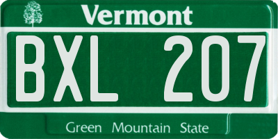 VT license plate BXL207
