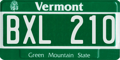 VT license plate BXL210