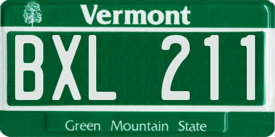 VT license plate BXL211