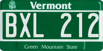 VT license plate BXL212