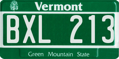 VT license plate BXL213