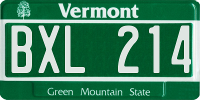 VT license plate BXL214