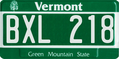 VT license plate BXL218