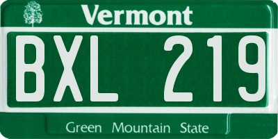 VT license plate BXL219