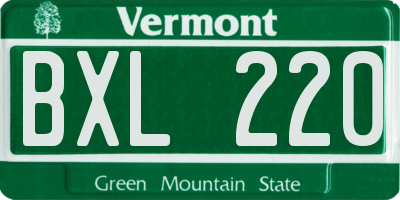 VT license plate BXL220