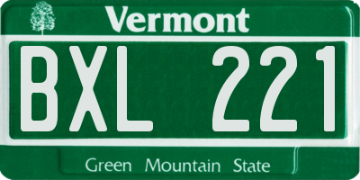 VT license plate BXL221